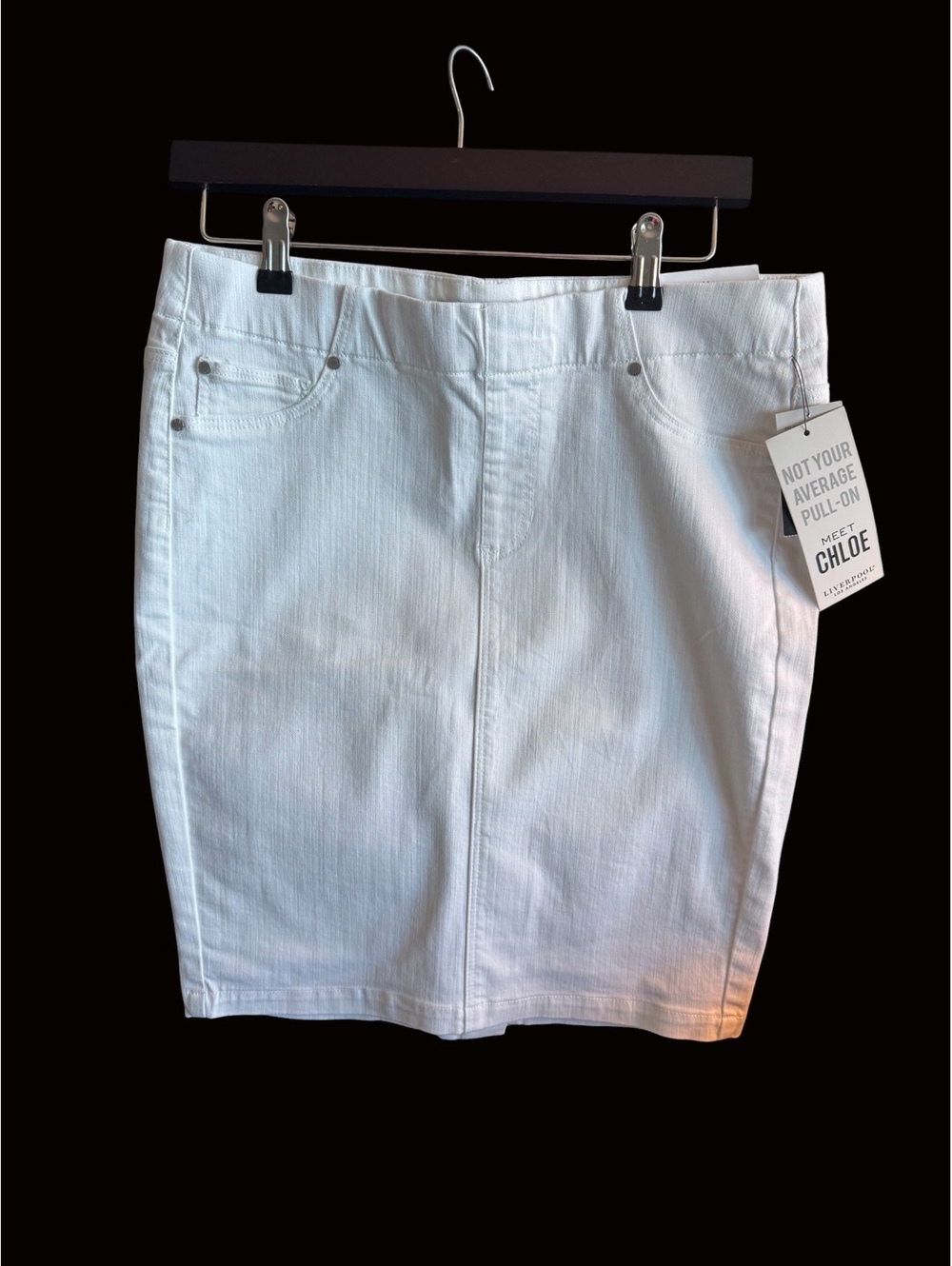 Liverpool Los Angeles Chloe Pull-On White Denim Skirt Size 10